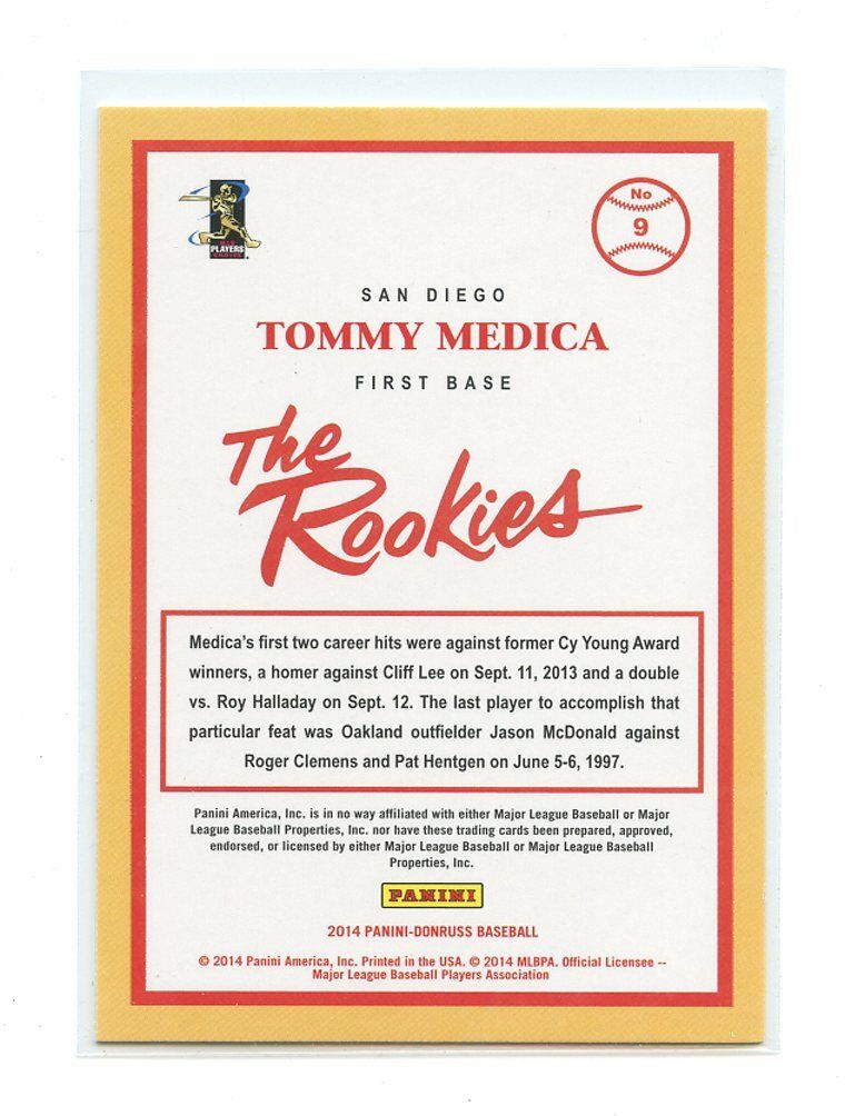 2014 Donruss The Rookies #9 Tommy Medica San Diego Padres rookie card Image 2