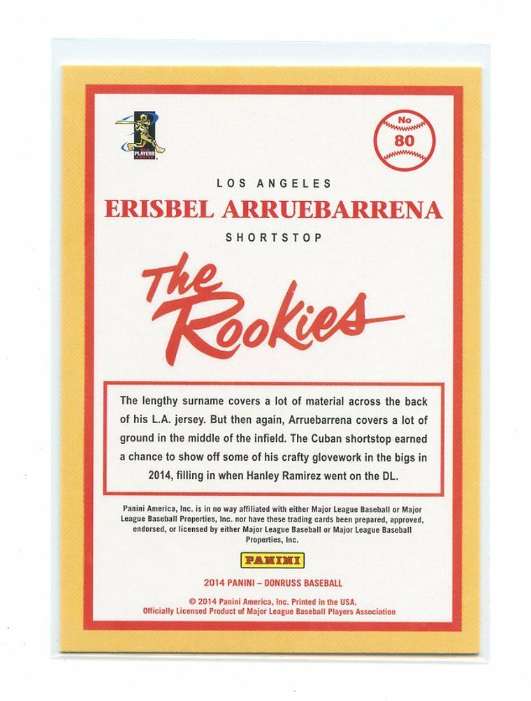 2014 Donruss The Rookies #80 Erisbel Arruebarrena Los Angeles Dodgers rookie Image 2