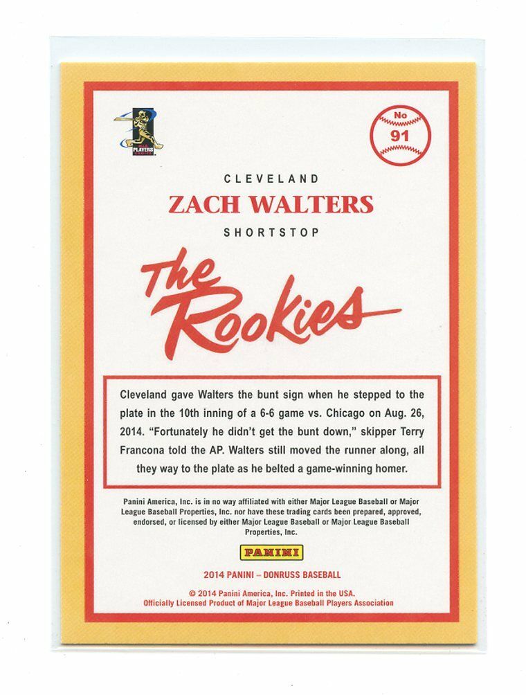 2014 Donruss The Rookies #91 Zach Walters Cleveland Indians rookie card Image 2