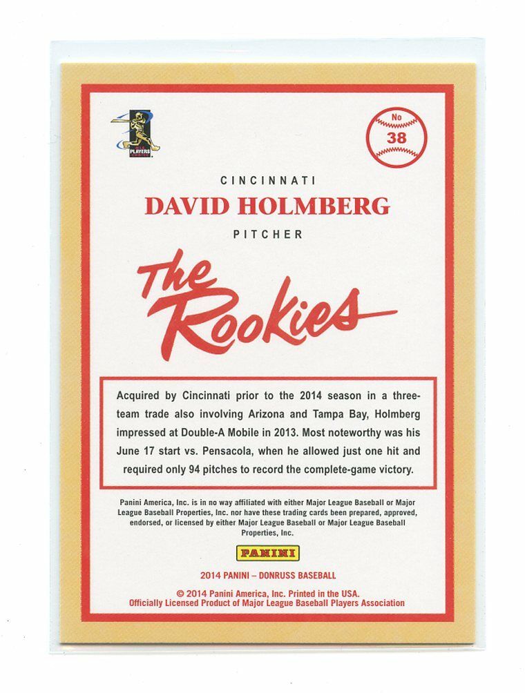 2014 Donruss The Rookies #38 David Holmberg Cincinnati Reds rookie card Image 2