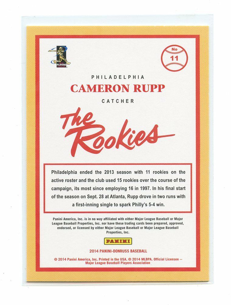 2014 Donruss The Rookies #11 Cameron Rupp Philadelphia Phillies rookie card Image 2