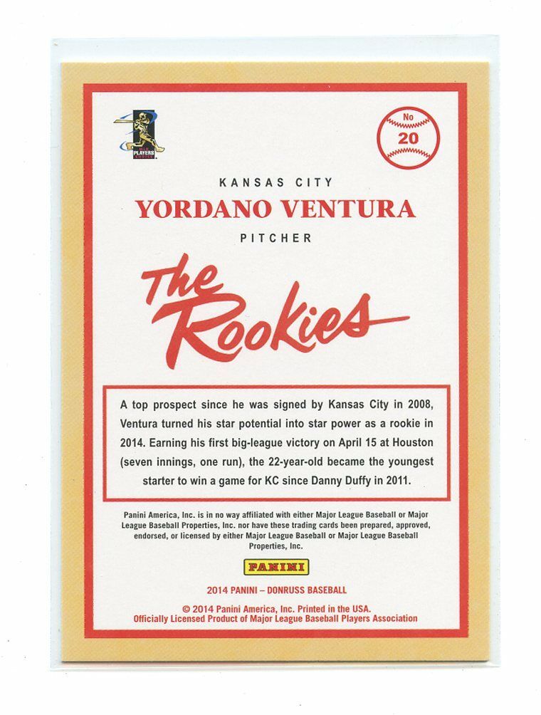 2014 Donruss The Rookies #20 Yordano Ventura Kansas City Royals rookie card Image 2