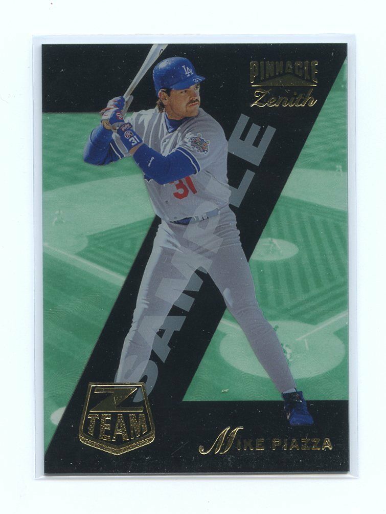 1996 Zenith Z-Team Sample #8 Mike Piazza Los Angeles Dodgers Sample Card Image 1