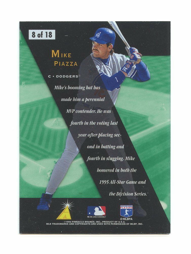 1996 Zenith Z-Team Sample #8 Mike Piazza Los Angeles Dodgers Sample Card Image 2