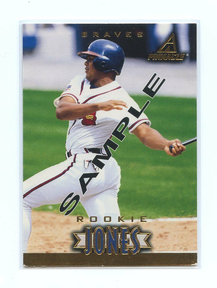 1997 New Pinnacle Sample #175 Andruw Jones Atlanta Braves Rookie Sample Card Image 1