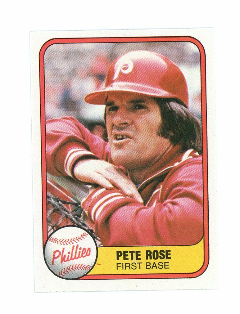 1981 Fleer #1 Pete Rose Philadelphia Phillies 1B Hands Crossed Card Image 1