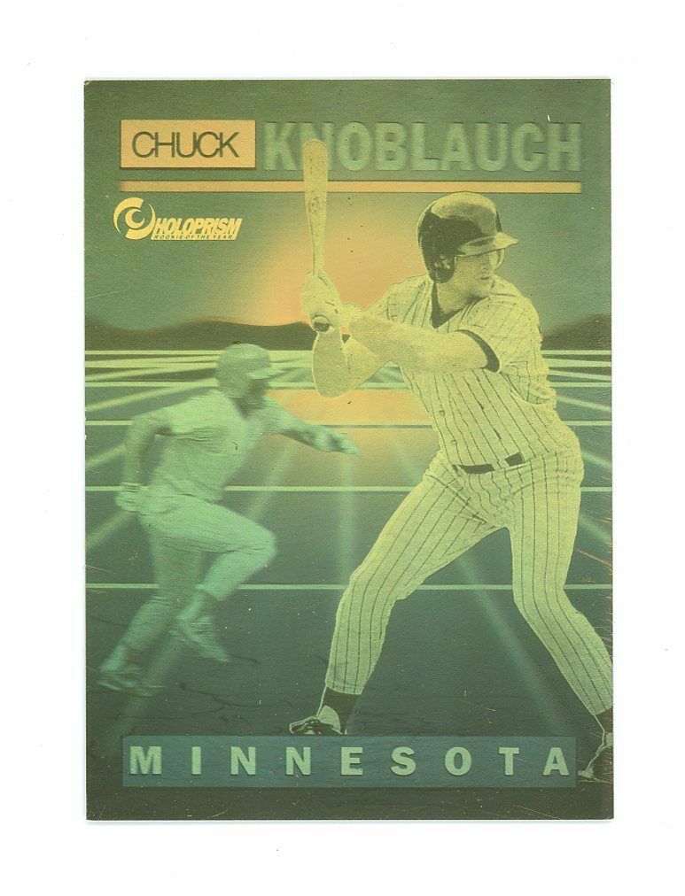 1992 Holoprism Gold #R4 Chuck Knoblauch Batting Hologram Twins Card Image 1