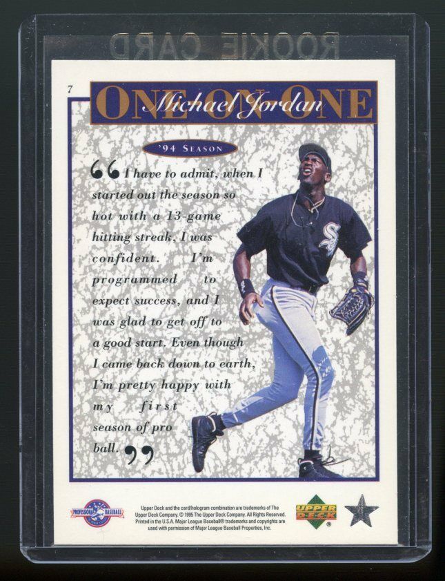 1995 Upper Deck #7 One on One Michael Jordan '94 Season Baseball Rookie Card Image 2