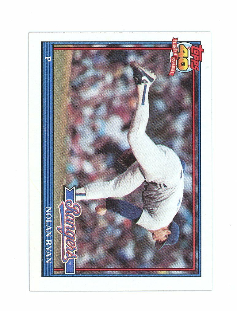 1991 Topps #1 Nolan Ryan Pitching 40th Anniversary Texas Rangers Card Image 1