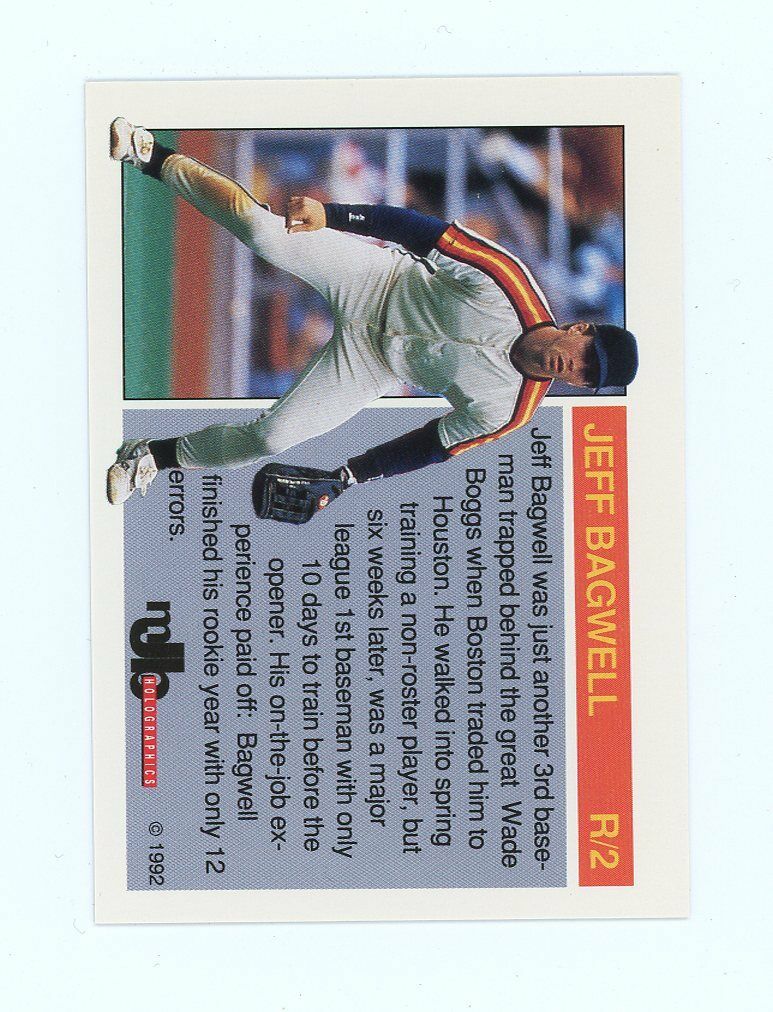 1992 Holoprism #R2 Jeff Bagwell Fielding Hologram Houston Astros Card Image 2