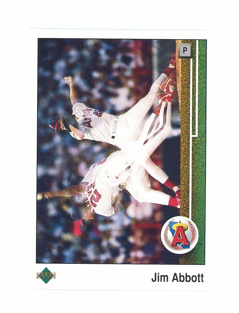 1989 Upper Deck #755 Jim Abbott One Arm Atlanta Braves Rookie Card Image 1