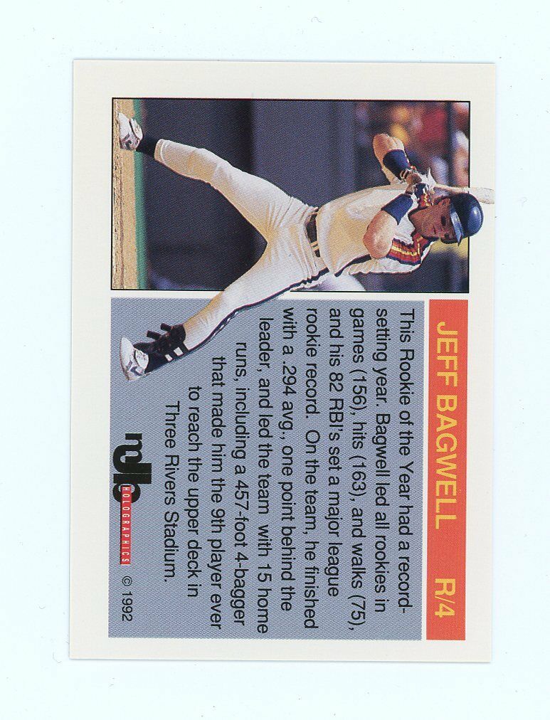 1992 Holoprism #R4 Jeff Bagwell Batting Hologram Houston Astros Card Image 2