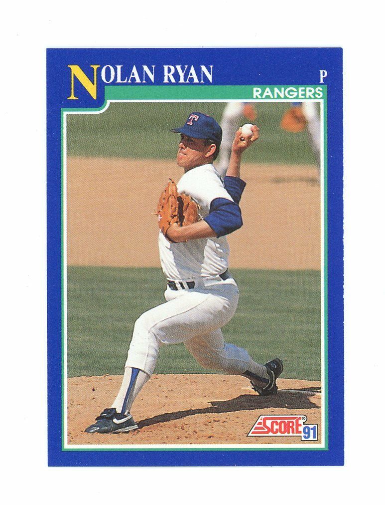 1991 Score #4 Nolan Ryan Throwing a Fastball Texas Rangers Card Image 1