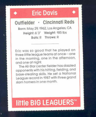 1990 Little Big Leaguers Eric Davis Reds Little League Photo Image 2