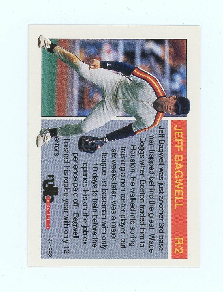 1992 Holoprism Gold #R2 Jeff Bagwell Fielding Hologram Houston Astros Card Image 2