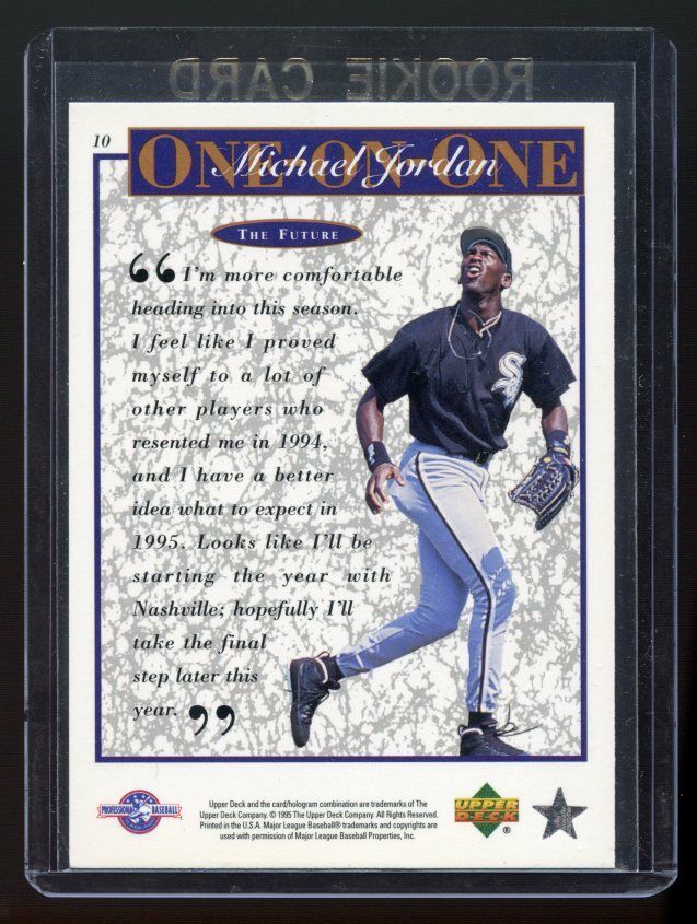 1995 Upper Deck #10 One on One Michael Jordan The Future Baseball Rookie Card Image 2