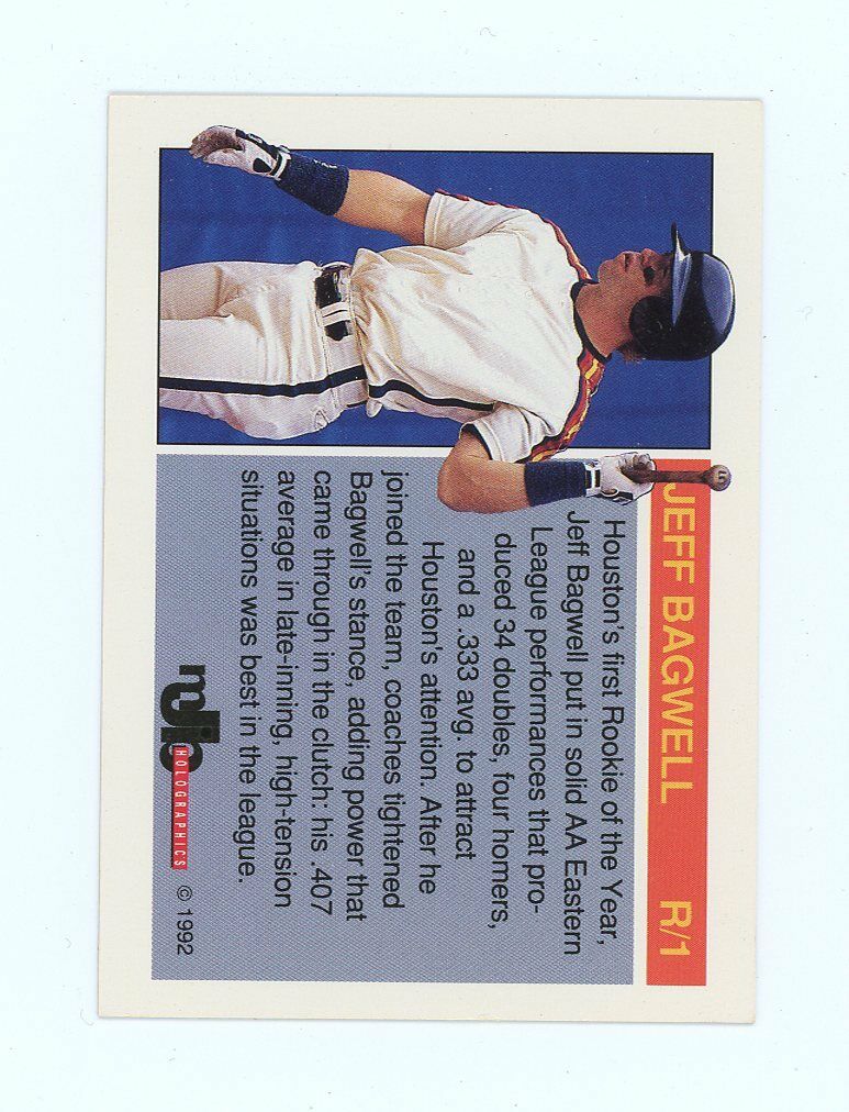 1992 Holoprism Gold #R1 Jeff Bagwell 1991 Rookie of the Year Holo Astros Card Image 2