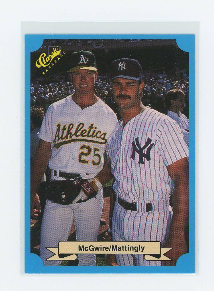 1988 Classic Blue #MMDM Mark McGwire w/ Don Mattingly Rookie Card Image 1