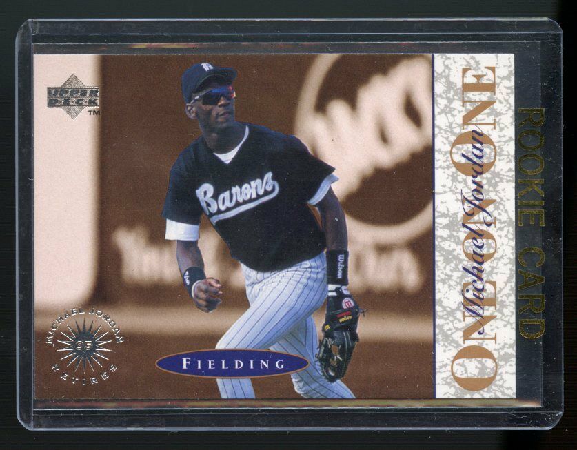 1995 Upper Deck #2 One on One Michael Jordan Fielding Baseball Rookie Card Image 1