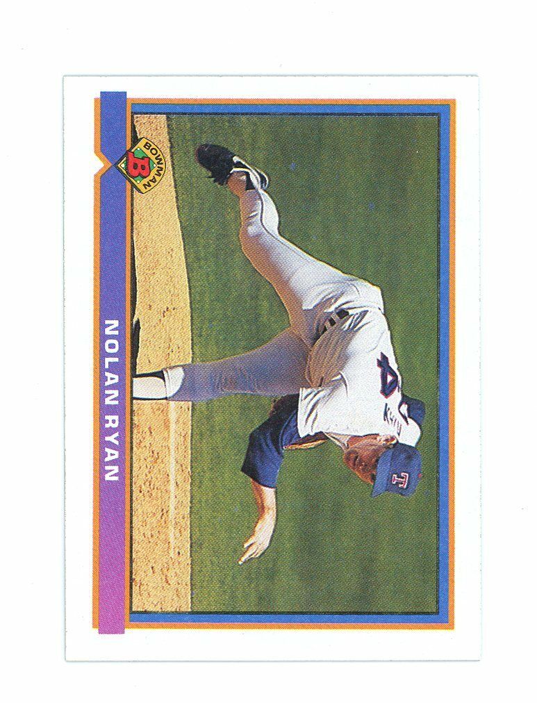 1991 Bowman #280 Nolan Ryan Throwing a Fast Ball Texas Rangers Card Image 1