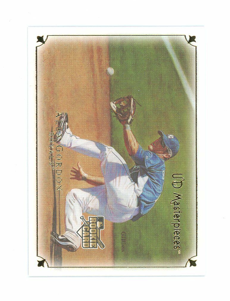 2007 UD Masterpieces #65 Alex Gordon Royals Fielding the Ball Rookie Card Image 1