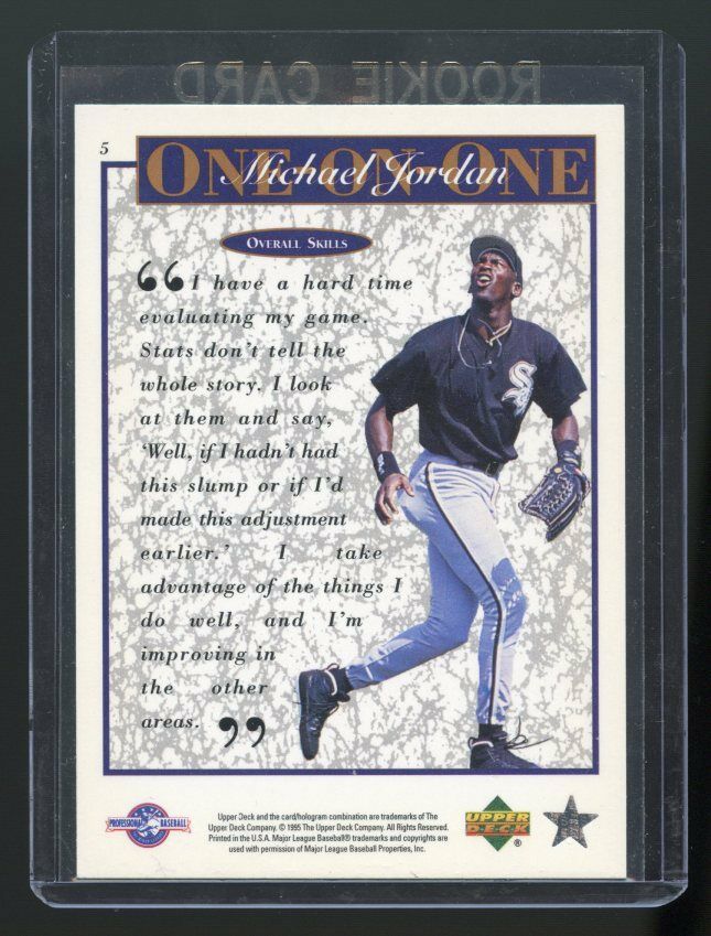 1995 Upper Deck #5 One on One Michael Jordan Overall Skill Baseball Rookie Card Image 2