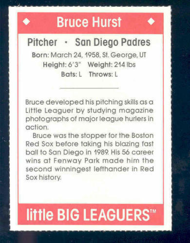 1990 Little Big Leaguers Bruce Hurst Padres Little League Photo Image 2