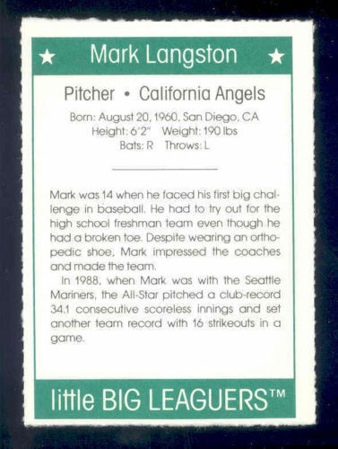 1991 More Little Big Leaguers Mark Langston Angels Little League Photo Image 2