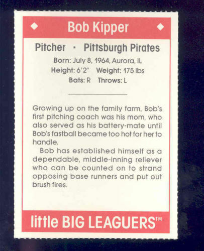 1990 Little Big Leaguers Bob Kipper Pirates Little League Photo Image 2