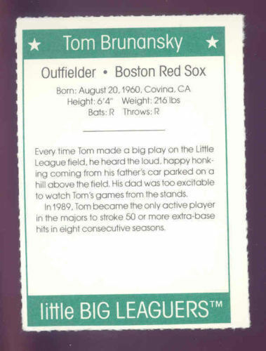 1991 More Little Big Leaguers Tom Brunansky Red Sox Little League Photo Image 2