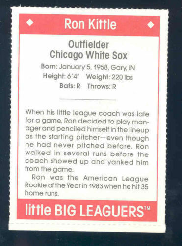 1990 Little Big Leaguers Ron Kittle White Sox Little League Photo Image 2