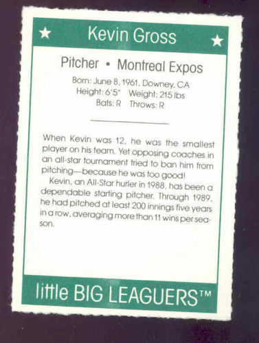 1991 More Little Big Leaguers Kevin Gross Expos Little League Photo Image 2