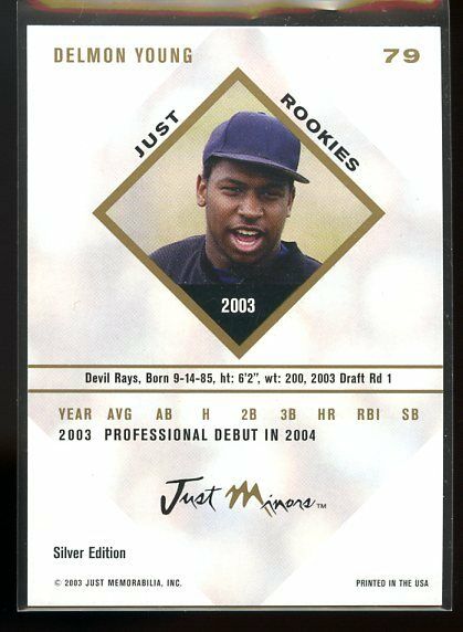 2003 Just Minors Silver Edition #79 Delmon Young Devil Rays Just Rookies Image 2