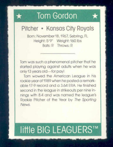 1991 More Little Big Leaguers Tom Gordon Royals Little League Photo Image 2