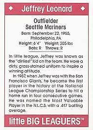 1990 Little Big Leaguers Jeffrey Leonard Mariners Little League Photo Image 2