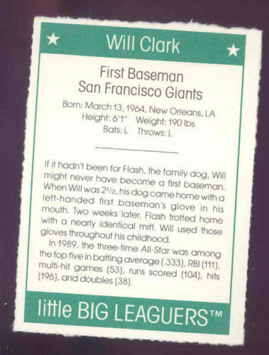 1991 More Little Big Leaguers Will Clark Giants Little League Photo Image 2