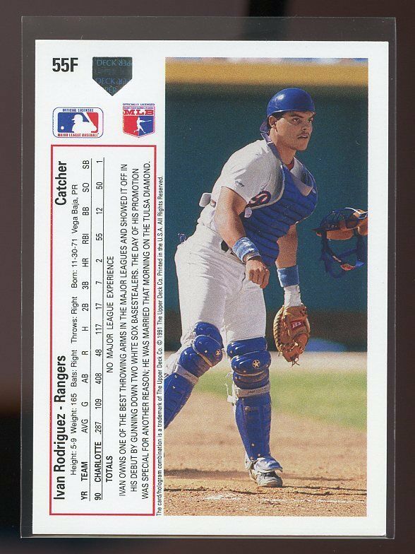 1991 upper deck final edition #55f IVAN RODRIGUEZ texas rangers ROOKIE card Image 2