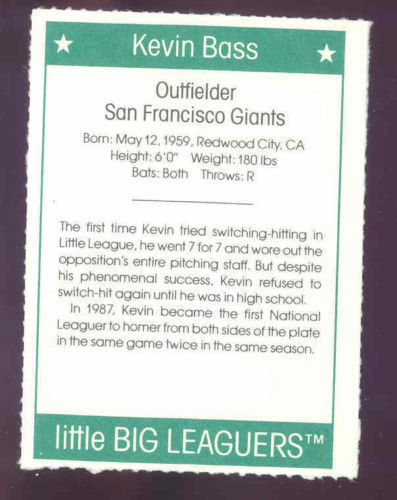 1991 More Little Big Leaguers Kevin Bass Giants Little League Photo Image 2