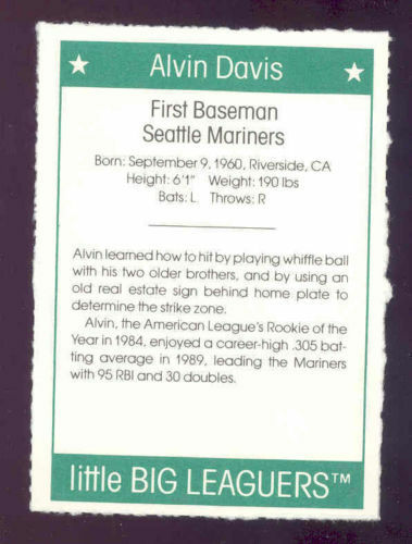 1991 More Little Big Leaguers Alvin Davis Mariners Little League Photo Image 2