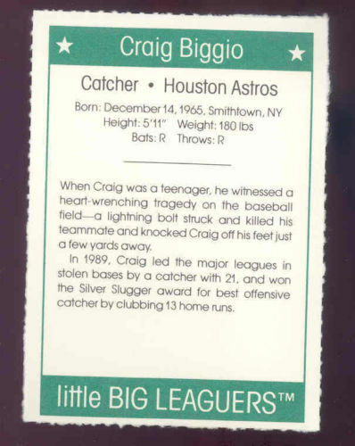 1991 More Little Big Leaguers Craig Biggio Astros Little League Photo Image 2