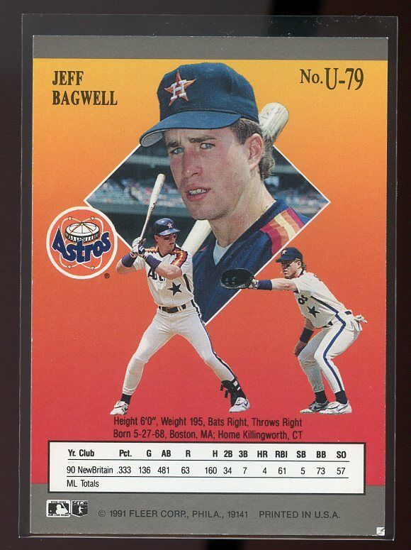 1991 ultra update #u-79 JEFF BAGWELL houston astros ROOKIE card Image 2