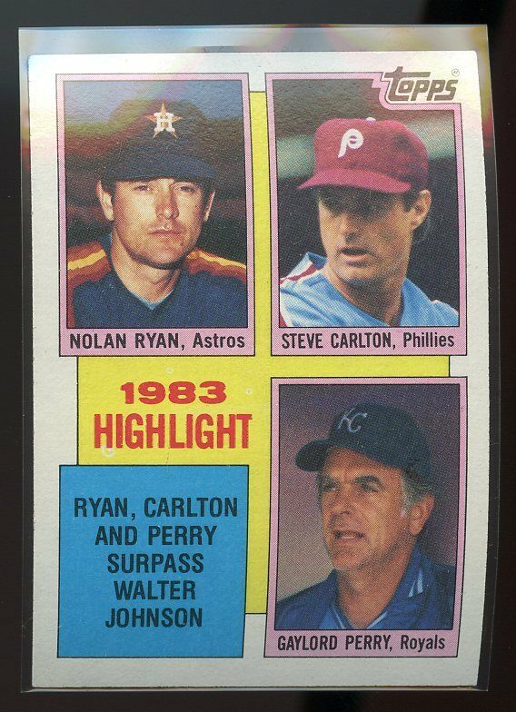 1984 Topps #4 Ryan, Carlton, Perry Surpass Walter Johnson 1983 Highlight Image 1