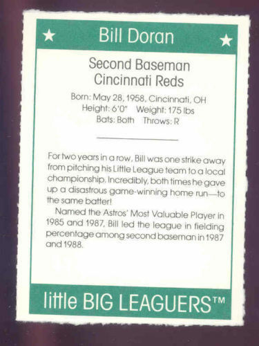 1991 More Little Big Leaguers Bill Doran Reds Little League Photo Image 2