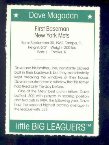 1991 More Little Big Leaguers Dave Magadan Mets Little League Photo Image 2