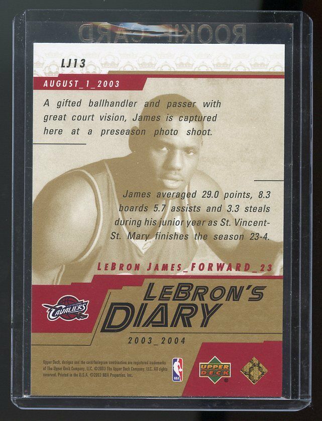 2003-04 Upper Deck Lebron's Diary Lebron James #LJ13 Rookie Card Image 2