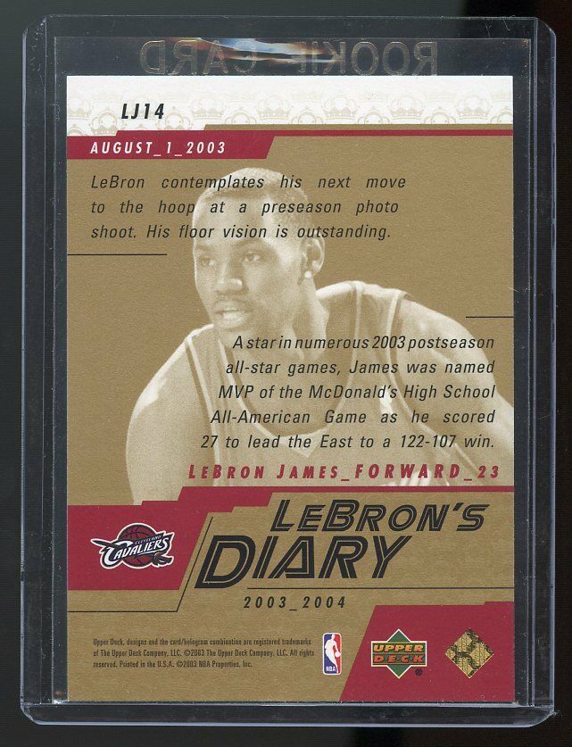 2003-04 Upper Deck Lebron's Diary Lebron James #LJ14 Rookie Card Image 2