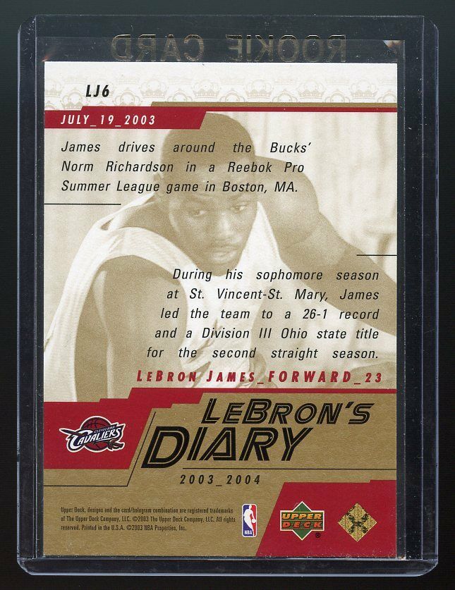 2003-04 Upper Deck Lebron's Diary Lebron James #LJ6 Rookie Card Image 2