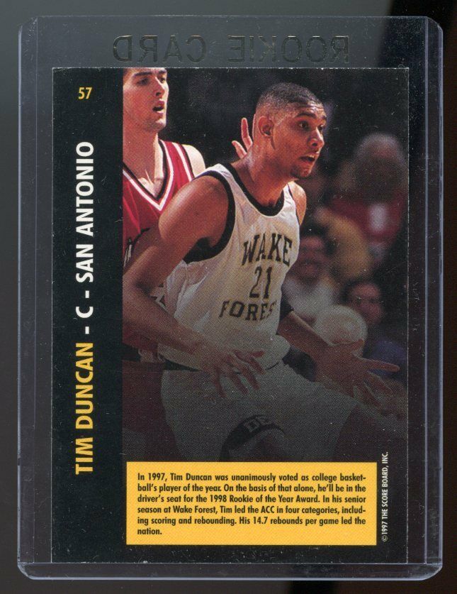 1997 Score Board Rookies #57 Tim Duncan ROY Rookie Card Image 2