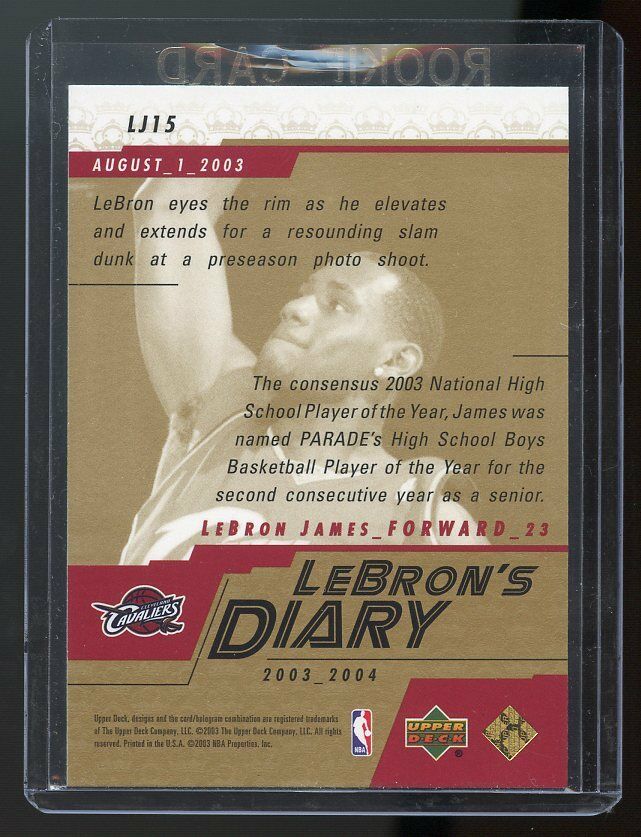 2003-04 Upper Deck Lebron's Diary Lebron James #LJ15 Rookie Card Image 2