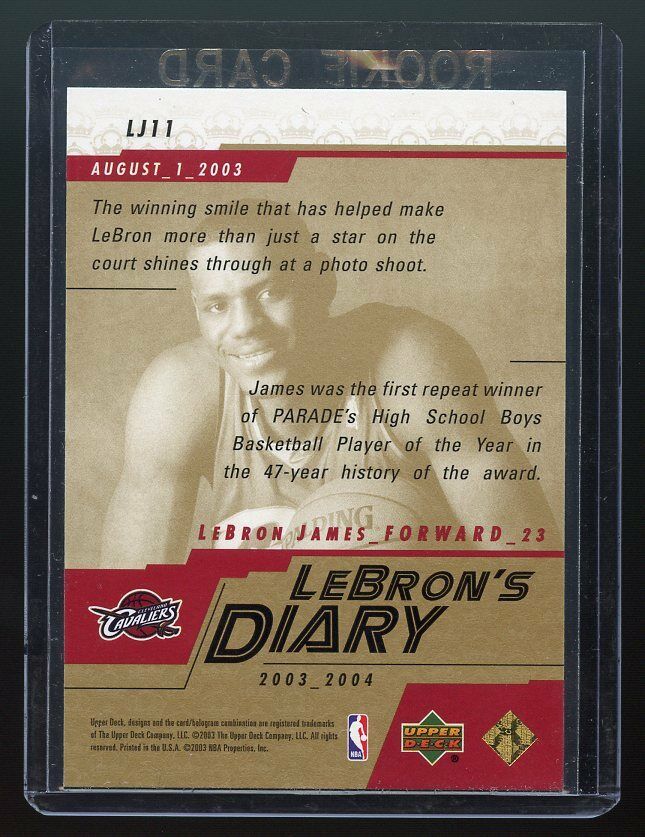 2003-04 Upper Deck Lebron's Diary Lebron James #LJ11 Rookie Card Image 2